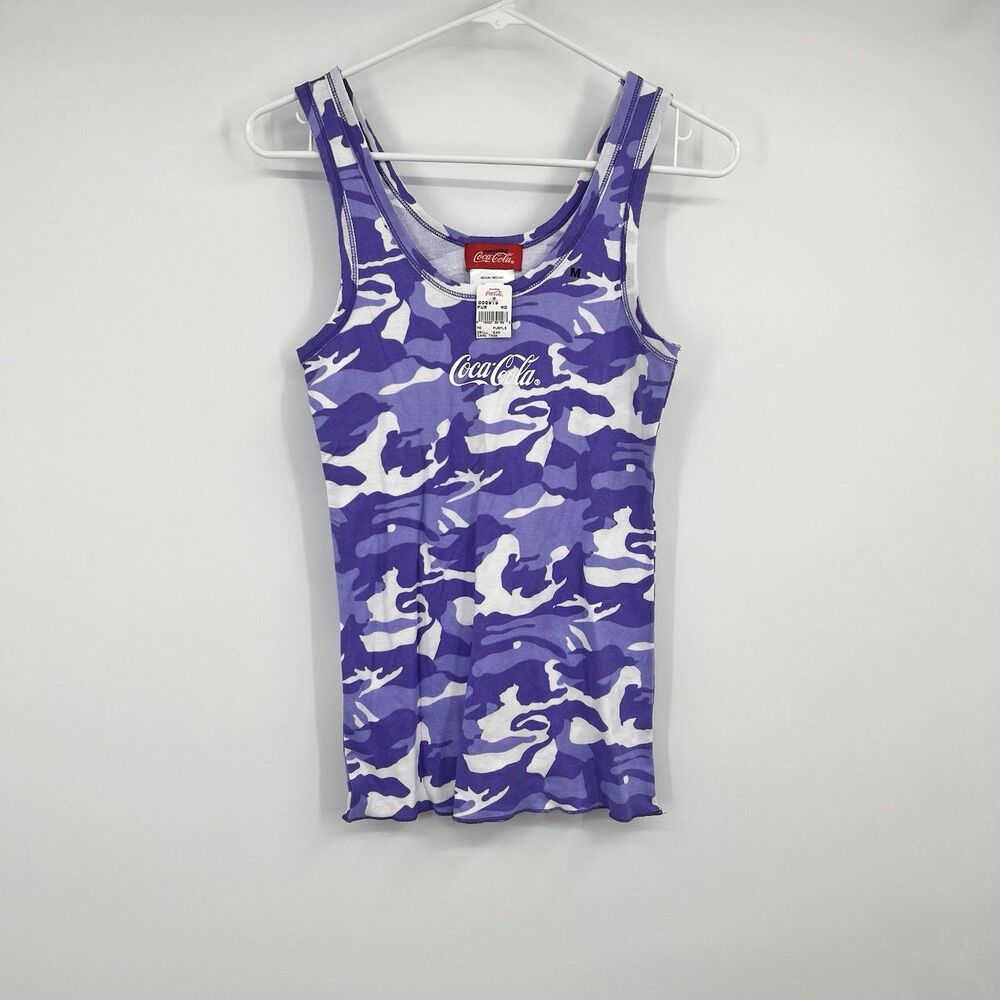 NWT Womens Coca Cola Purple Camo Tank Top Novelty